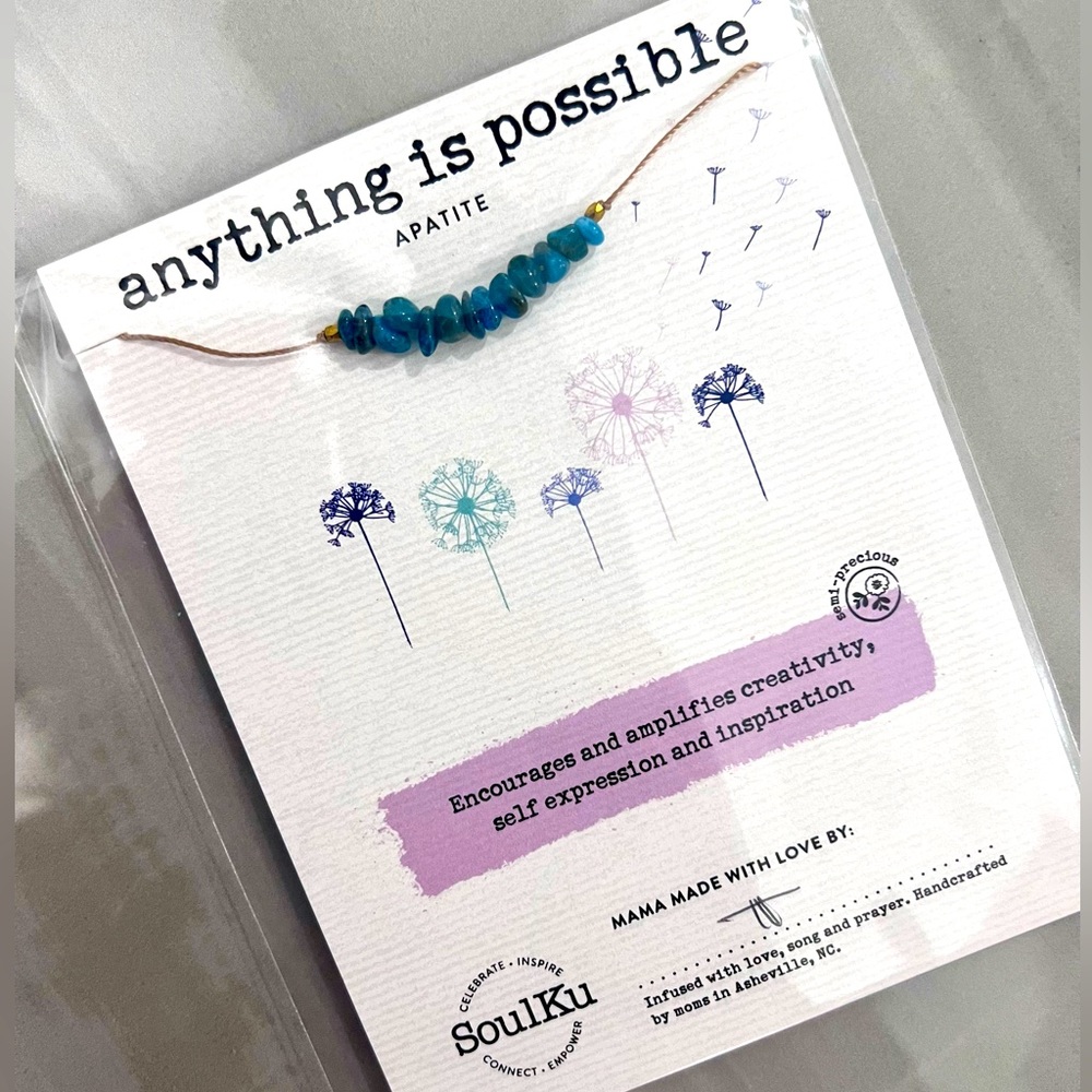 Soulku Semi-Precious Stone Apatite Seed Necklace For Anything Is Possible